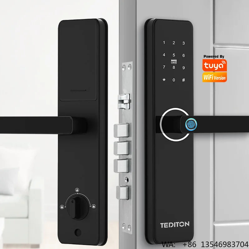 New Design Wifi Tuya TTlock APP Remote Control Electric TT Lock Digital Fingerprint Smart Door Handle Locks with Handle