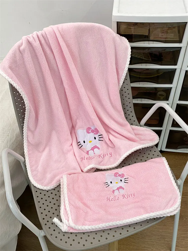 Anime Sanrio Bath Towels For The Body Hellokitty Kuromi Melody Soft Face Hand Microfiber Towel For Gym Sports Shower Robe Spa