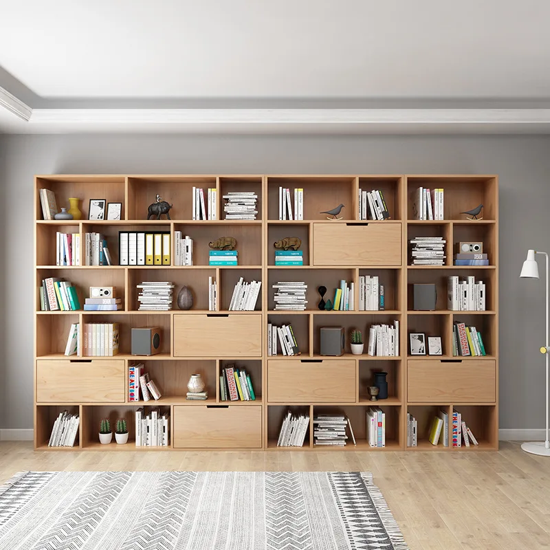 Solid wood floor-to-ceiling storage bookshelf Surprise dead wind layered shelf wall vertical gebogu shelf living room