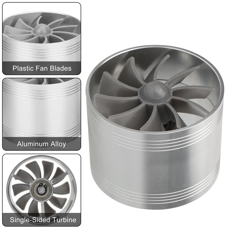 Turbine Supercharger for Car, Turbo Refit, Air Intake Turbonator, Single Fan Supercharger, Gas Saver Kit, Auto Replacement Part