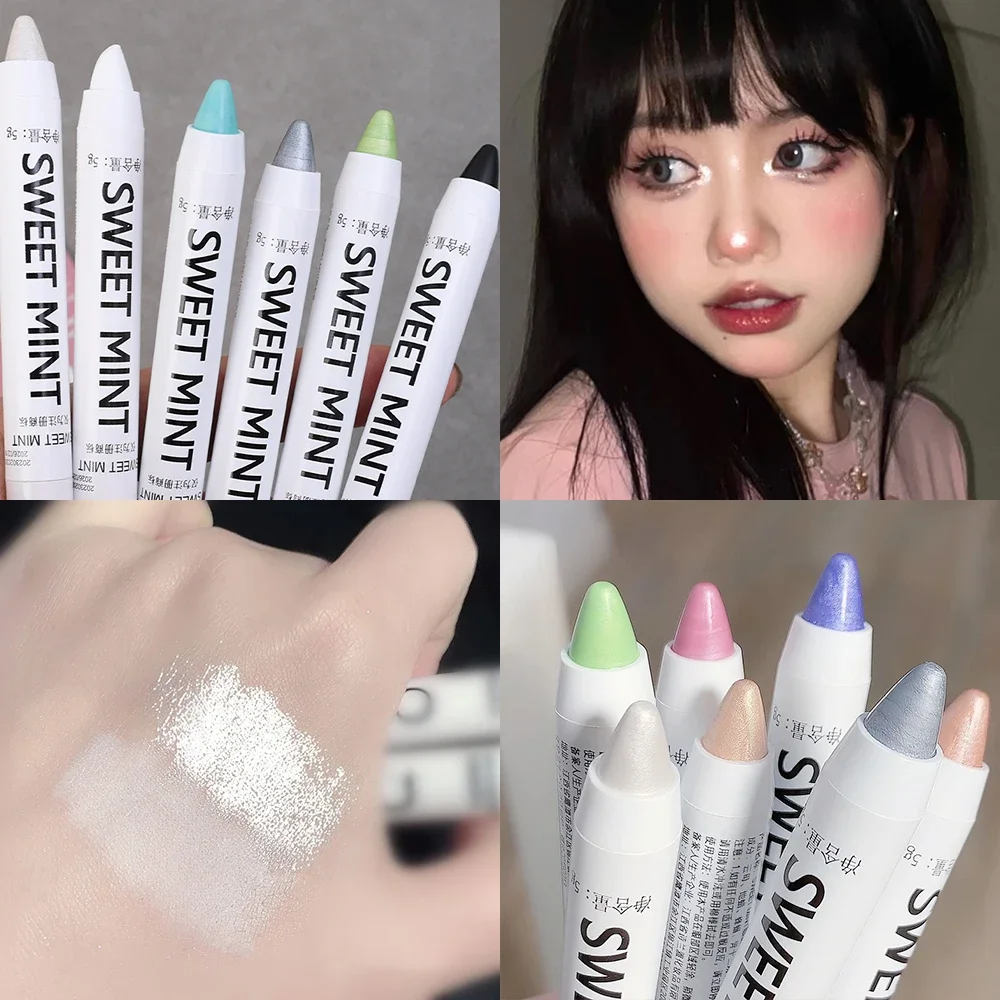 Matte White Lying Silkworm Highlighter Pen Glitter Pearlescent Eyeshadow Eyeliner Stick Pencil Waterproof Shimmer Eye Cosmetics