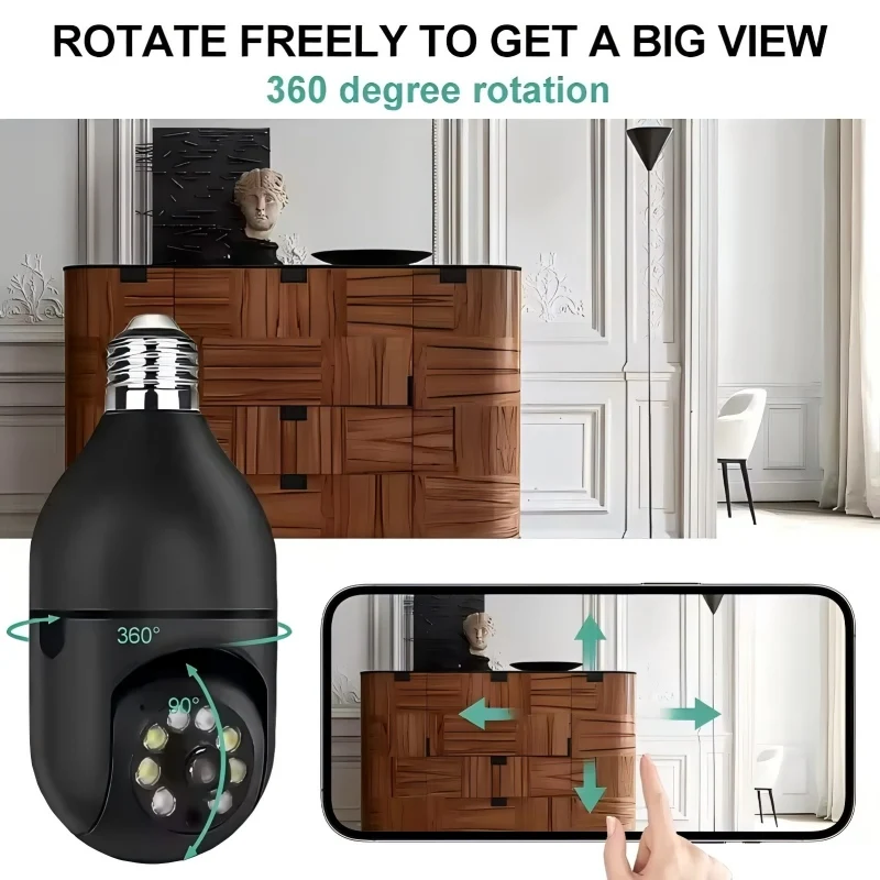 New WiFi 4MP Surveillance IP Camera E27 Bulb Auto Tracking Night Vision Full Color Video Security Baby Monitor Indoor