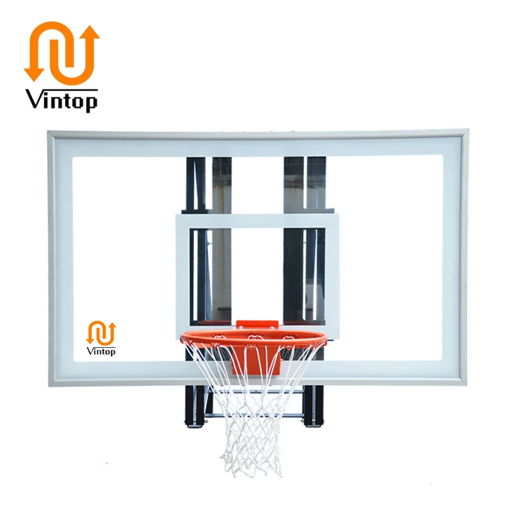 طوق كرة سلة مثبت على السقف مقاوم للماء، لوح خلفي من الزجاج المقسى للاستخدام الخارجي مع حافة زنبركية