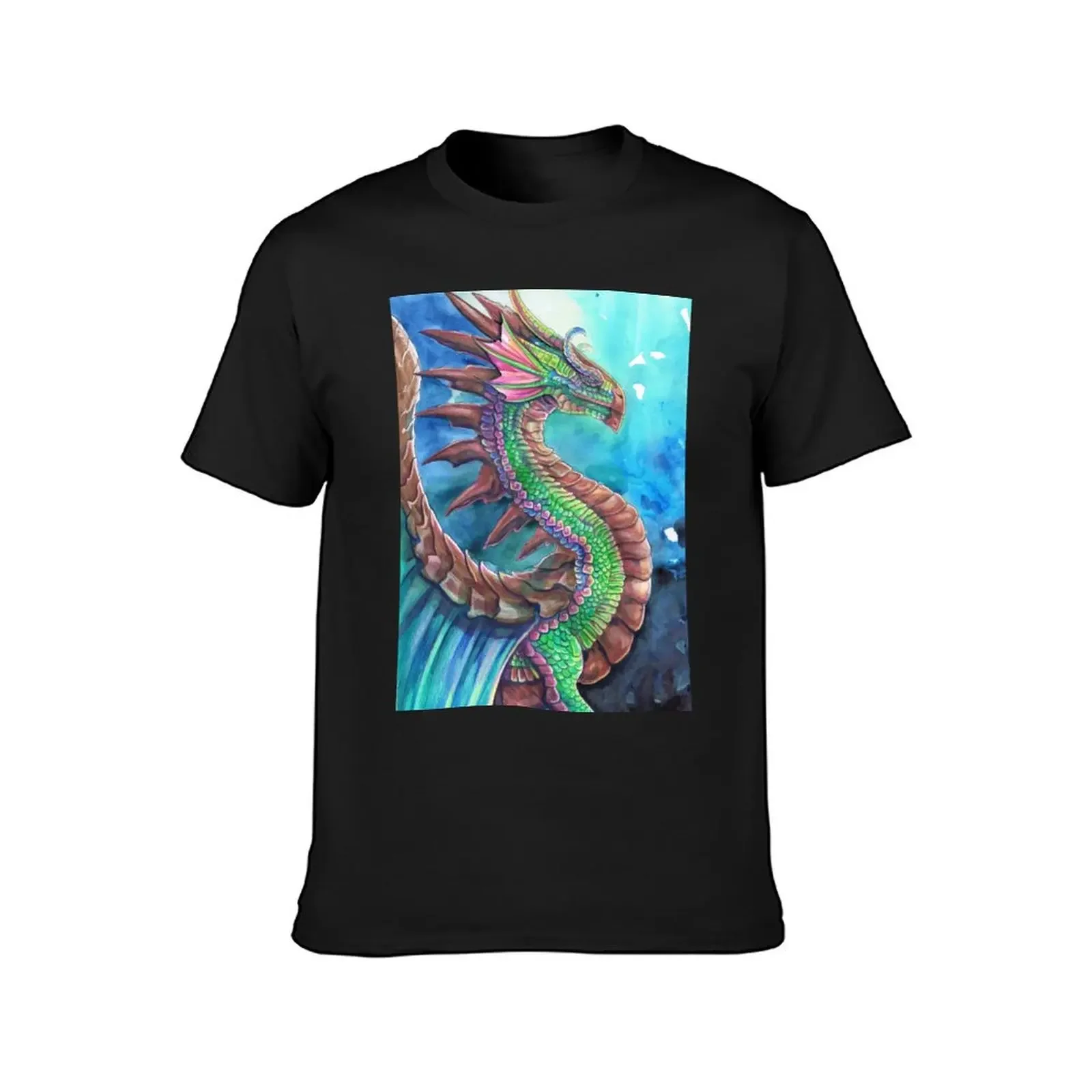 Water Forest Dragon T-Shirt blue archive plus size tops Aesthetic clothing blacks funny t shirts for men