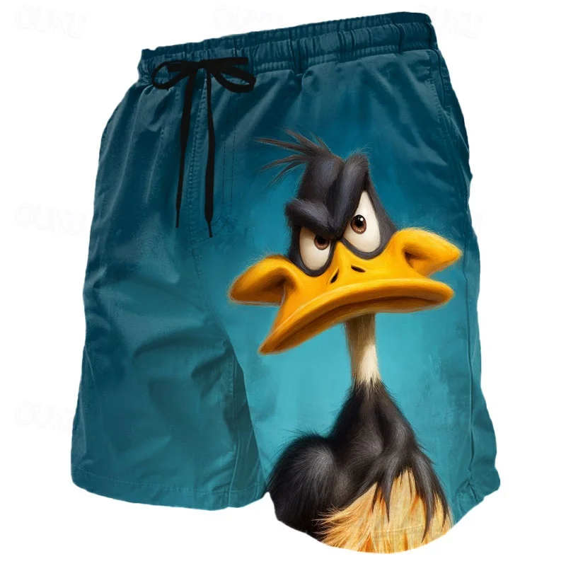Sommerlicher Verkaufsschlager: Lustige Cartoon-Enten 3D-Strandshorts für Herren, Hawaii-Urlaub, Eltern-Kind Schnelltrocknende Freizeit-Sportshorts