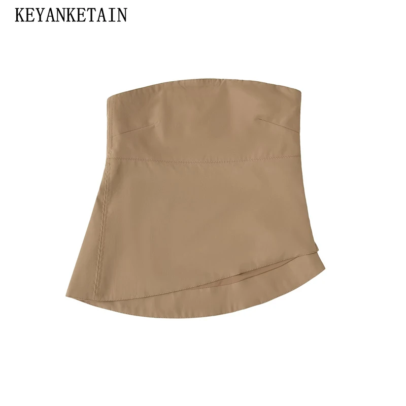 

KEYANKETIAN 2025 Summer New Women's Chic Asymmetrical Strapless Corset Fashion Sexy Slash neck Off Shoulder Side Zipper Camisole