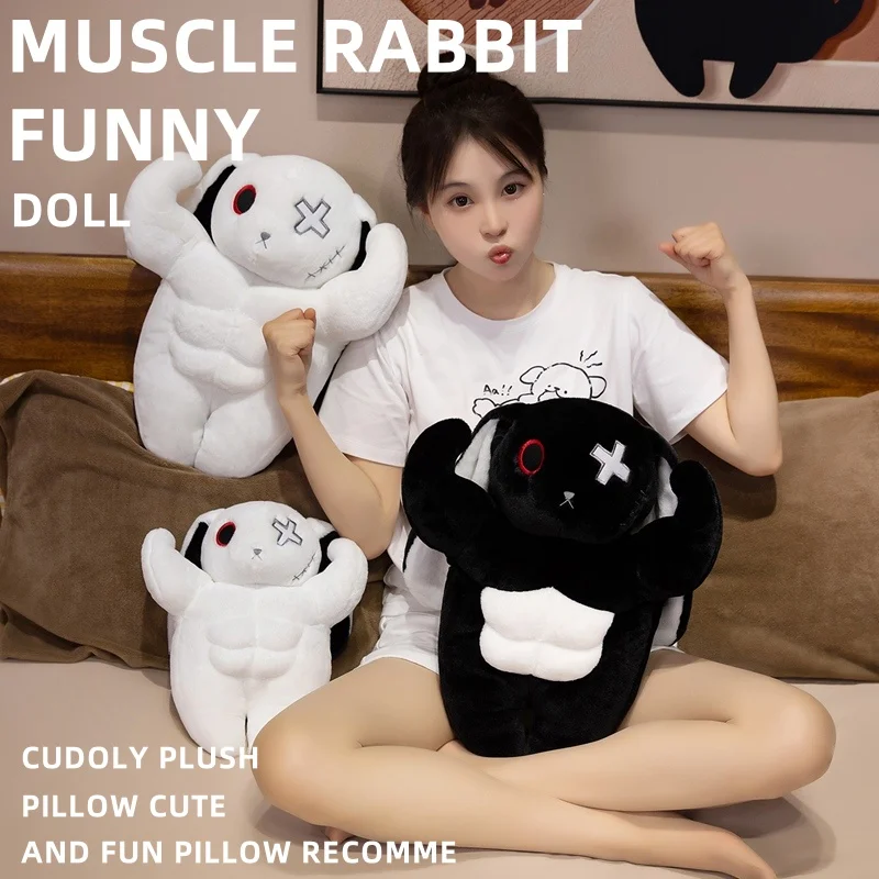 

Dark Demon Series Muscle Rabbit Plush Toy Black,White Rabbit Plush Doll Devil And Angel Rabbit Doll Kid Birthday Gift Xmas Gift