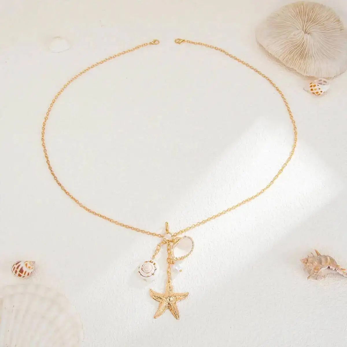 KunJoe Sexy Starfish Scallop Conch Pendant Belly Waist Chain for Women Bohemia Summer Beach Chest Chain Bikini Body Jewelry Gift