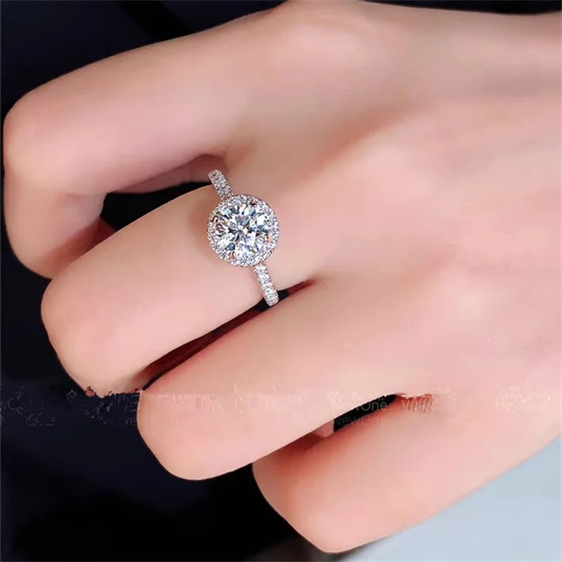 CC Rings For Women AAAAA White Round Cubic Zircon Stone Fashion Jewelry Party Wedding Engagement Accessories CC038