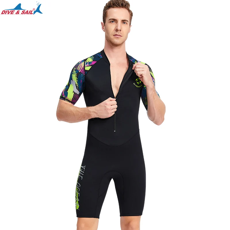 Adult 1.5mm Shorty One-piece Wetsuit Neoprene Diving Suit For Snorkeling Swimming Surfing Canoeing Thermal Swimsuit UPF50+