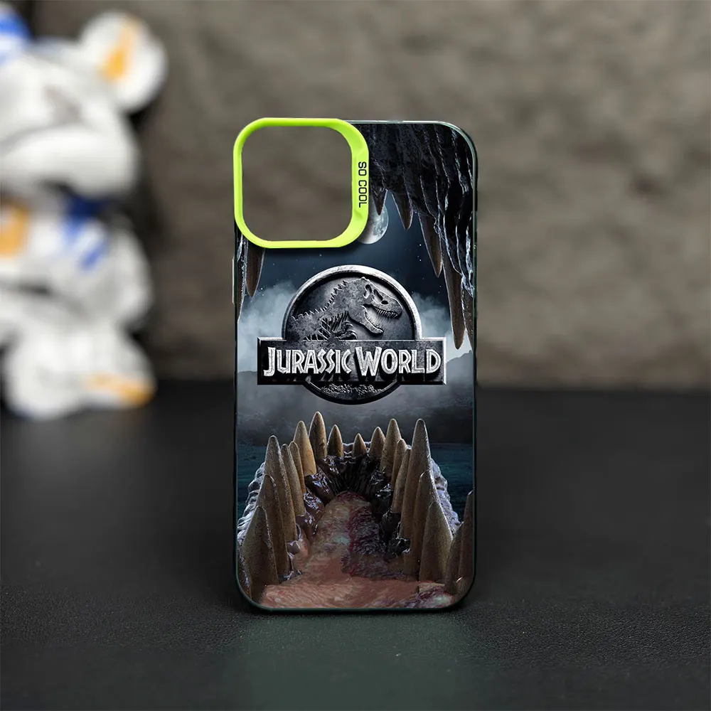 J-Jurassic Park Dinosaur World Phone Case for iPhone 12 11 13 IMD 14 15 16 Max Pro Plus Laser Cover