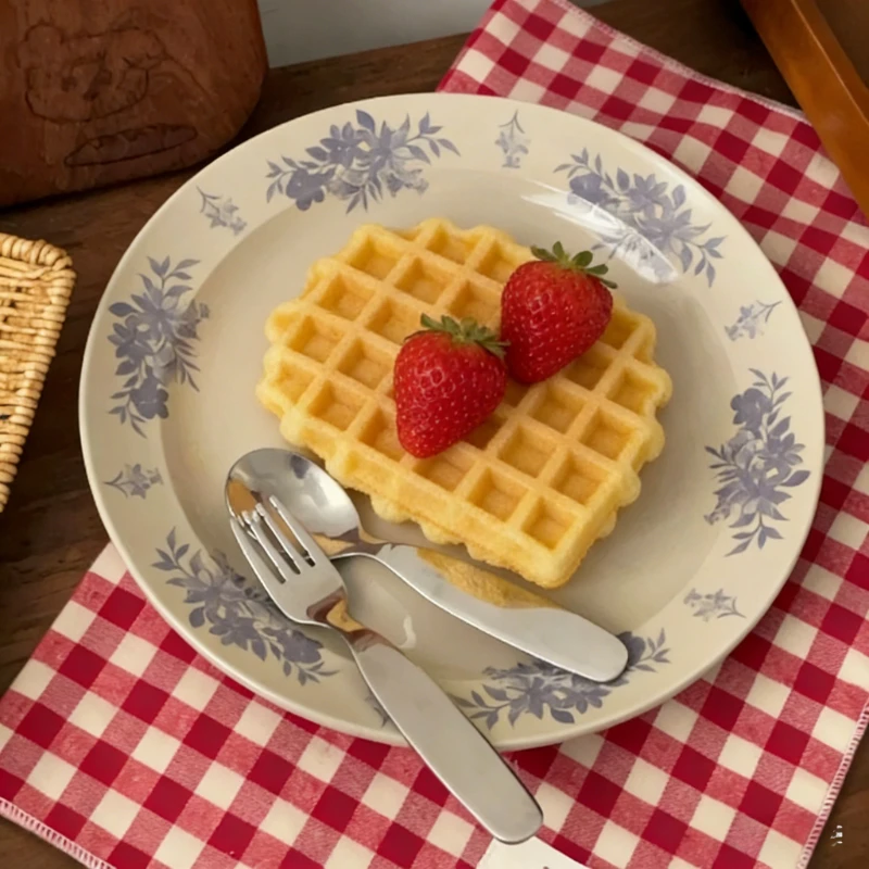 

Керамическая тарелка в китайском стиле в стиле ретро с цветочным принтом синей камелии, высококачественные обеденные тарелки, тарелки для послеобеденного чая, высококачественные десертные тарелки