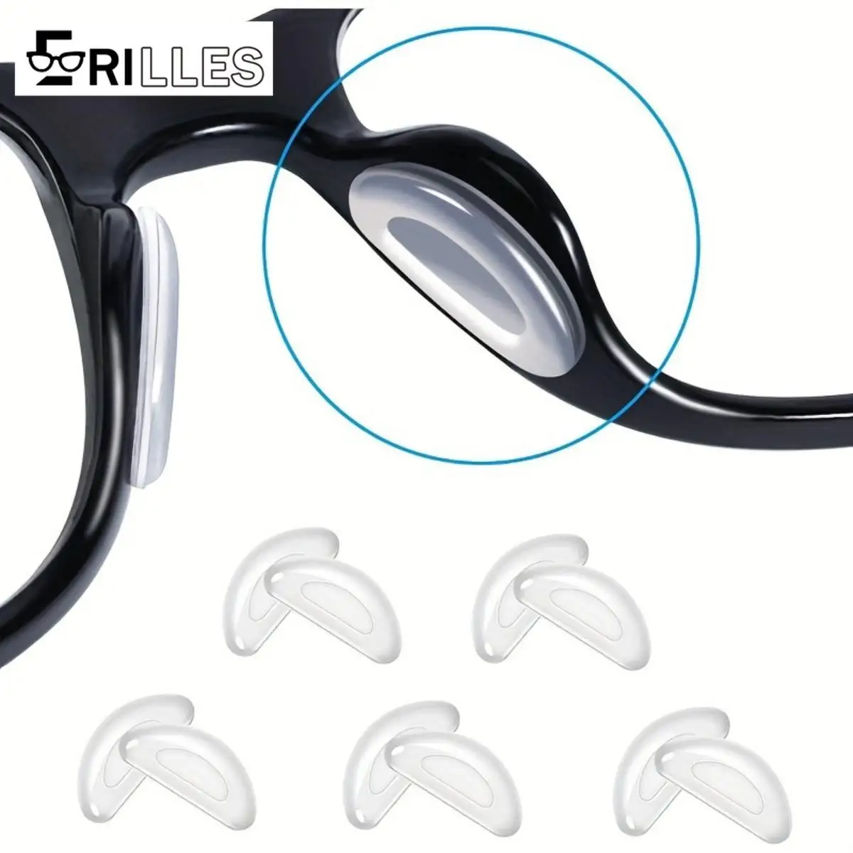 Almofadas de nariz antiderrapantes de silicone premium para óculos, apertos de nariz adesivos em forma de D 3D, detorta deslizando, ajuste confortável, 2/5 pares