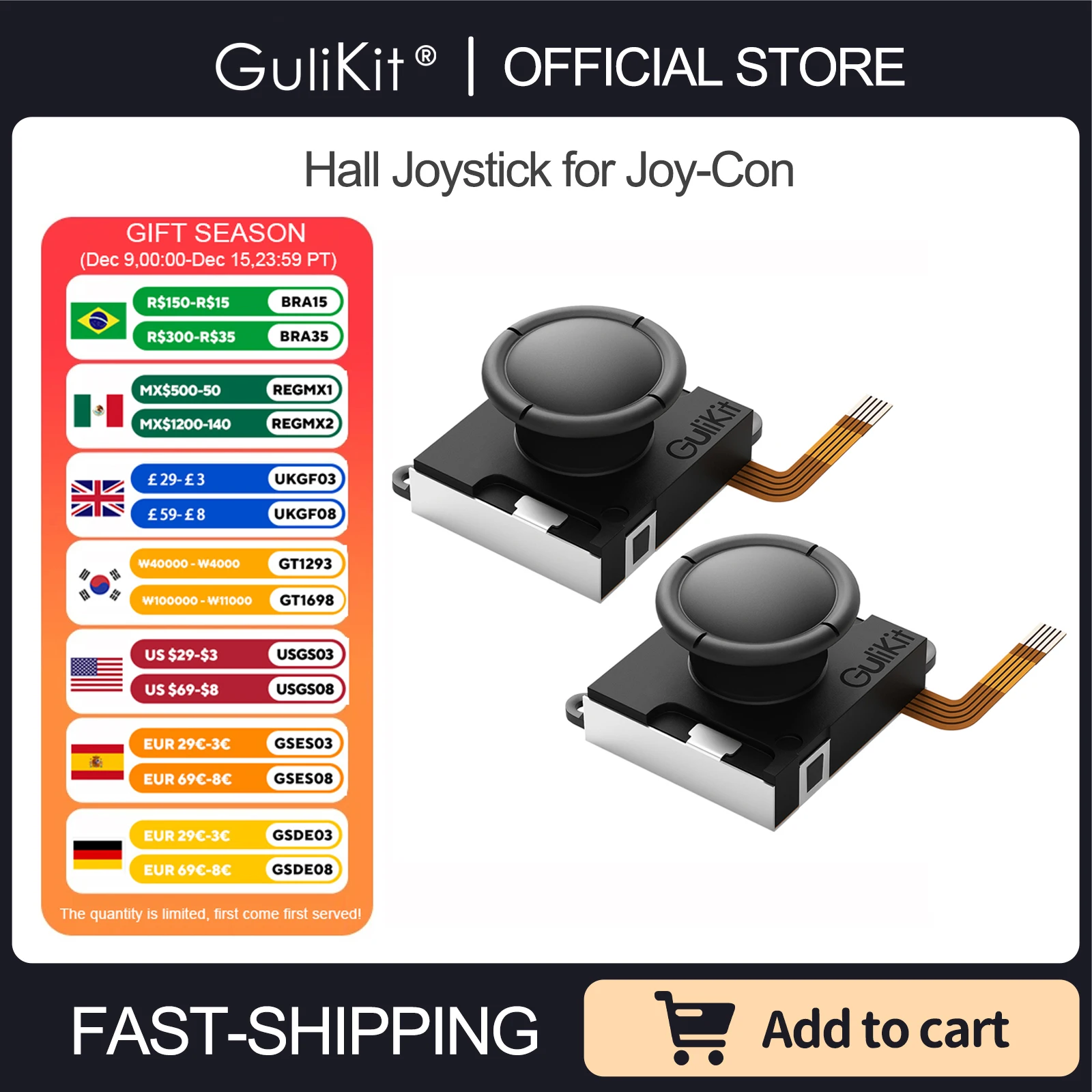 GuliKit Hall Sensing Joystick for JoyCon Replacement No Drifting Electromagnetic Stick for Nintendo Swicth / Switch OLED Repair