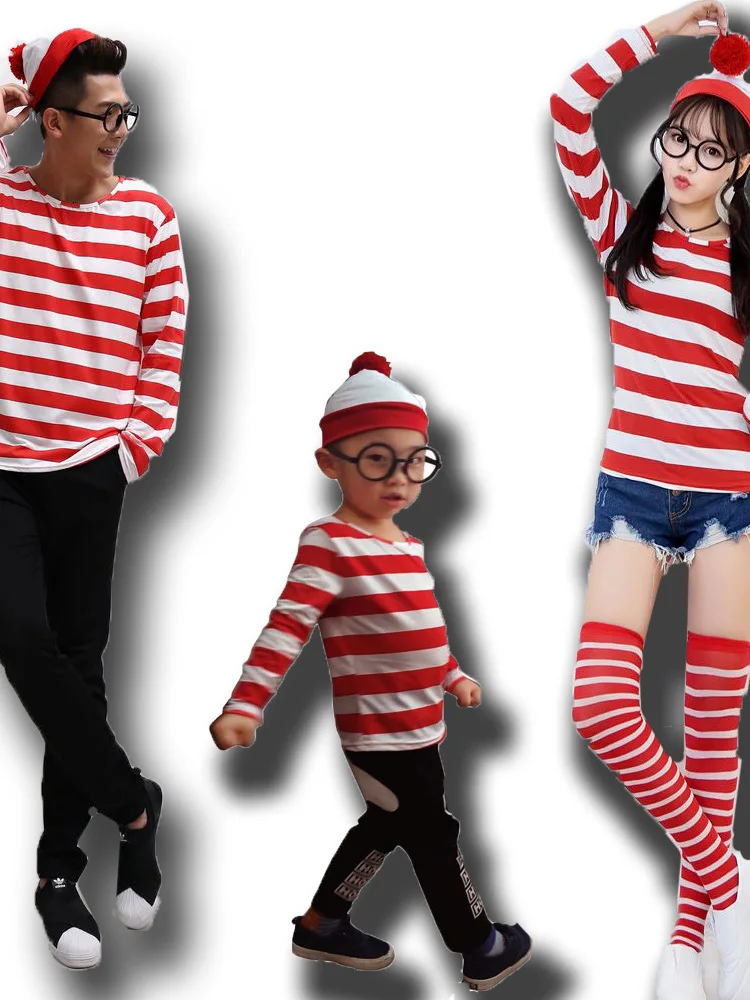 

loween Parent-Child Matching Smart Wally Anime Cosplay Couple Outfit Cartoon Character Costumes for Ladies And Gentlemen