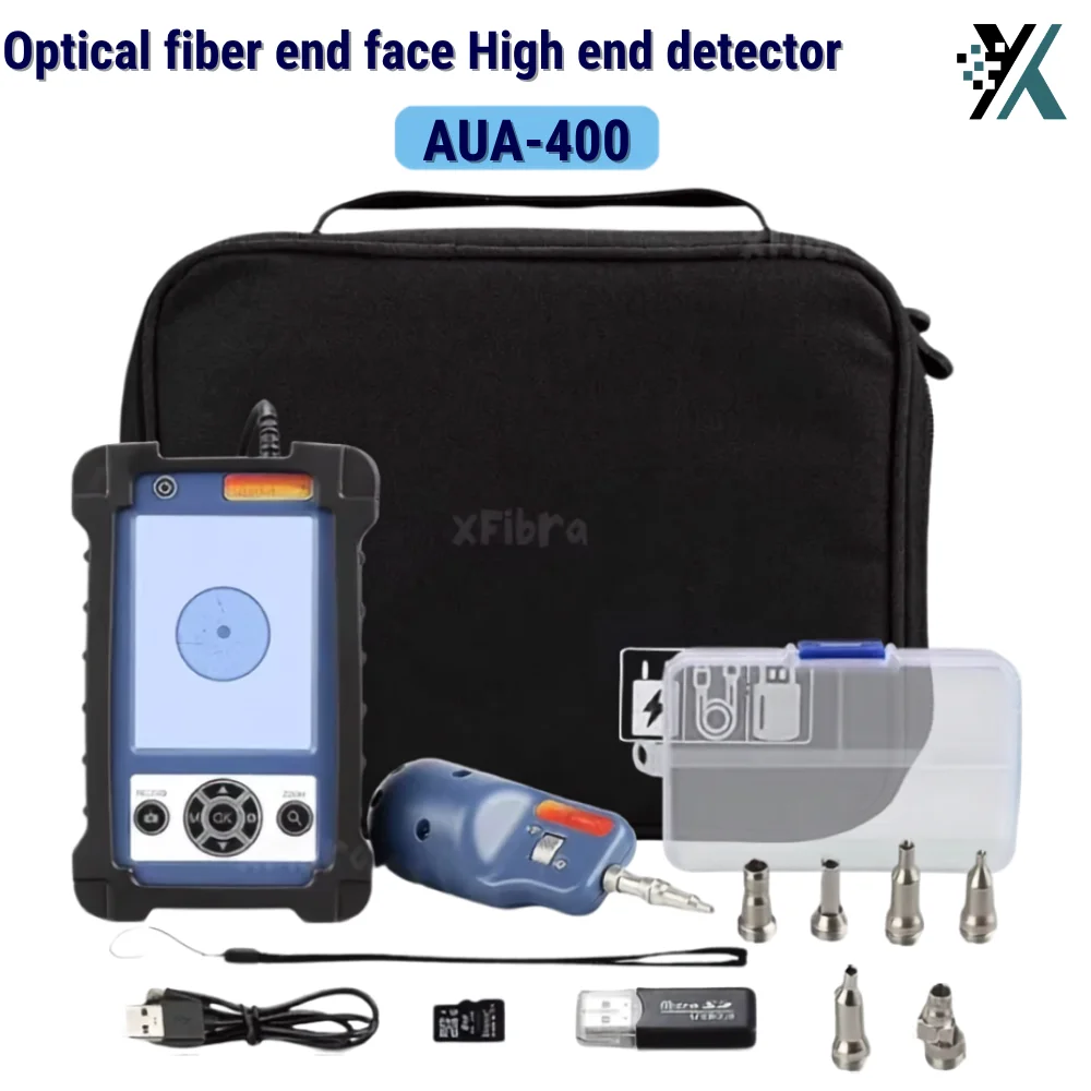 AUA-400 Fiber Microscope Optical Fiber End face detector Video Inspection Probe with LCD Monitor, APC/UPC Tips