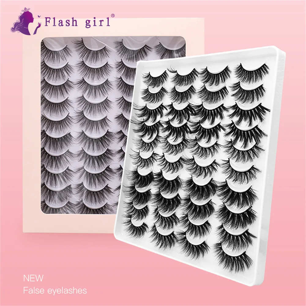 Mix and match 20 pairs of 10 style invisible and natural lasting and firm cotton band fasle eyelashes