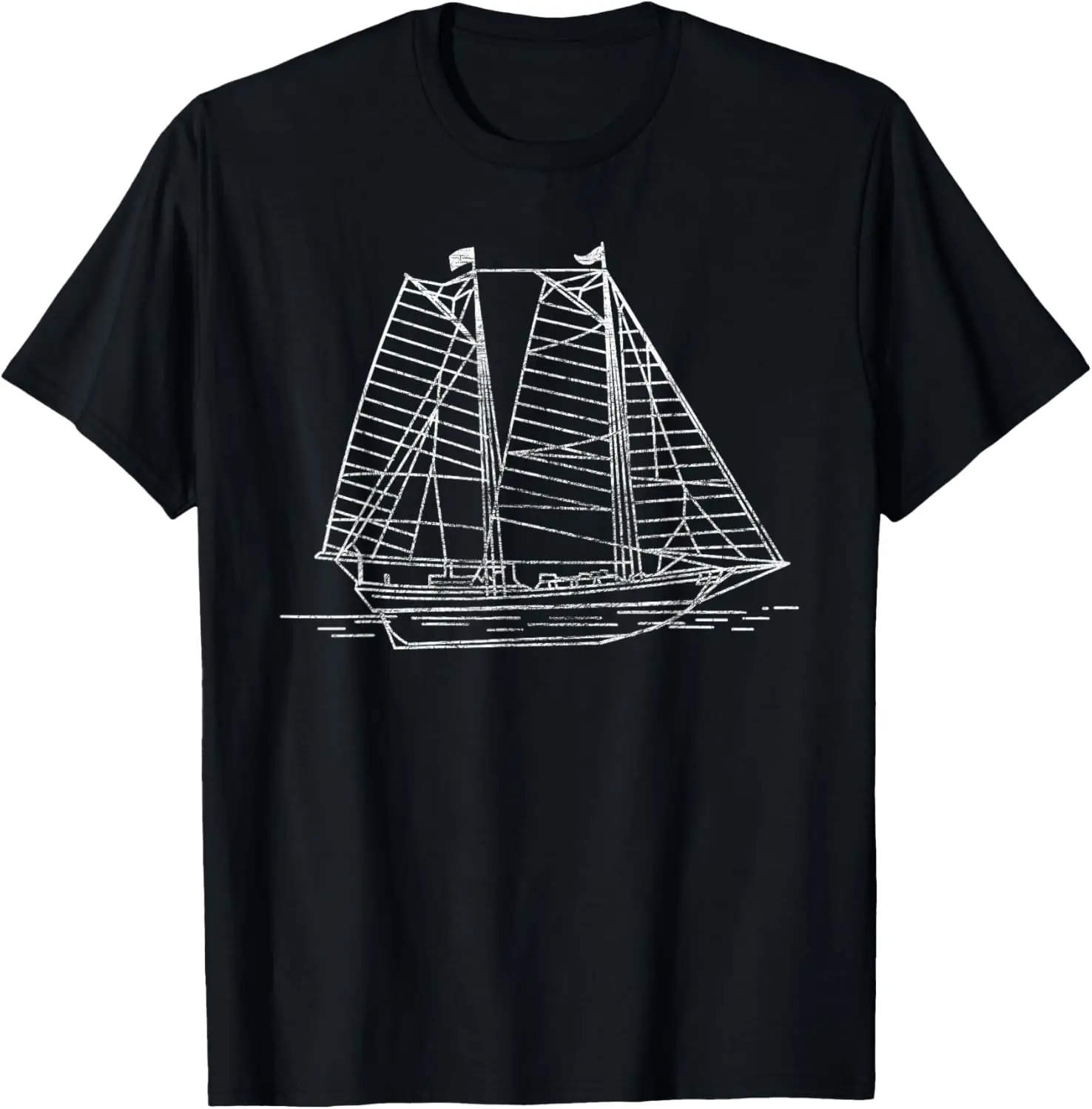 

Funny Vintage Retro Sailboat Blueprint Sailing Fishing Gift T-Shirt