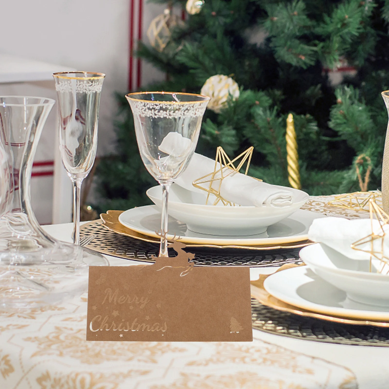 

50Pcs Blank Seating Cards Reindeer Snowflake Pattern Christmas Table Name Cards for Wedding Party Holiday Dinner