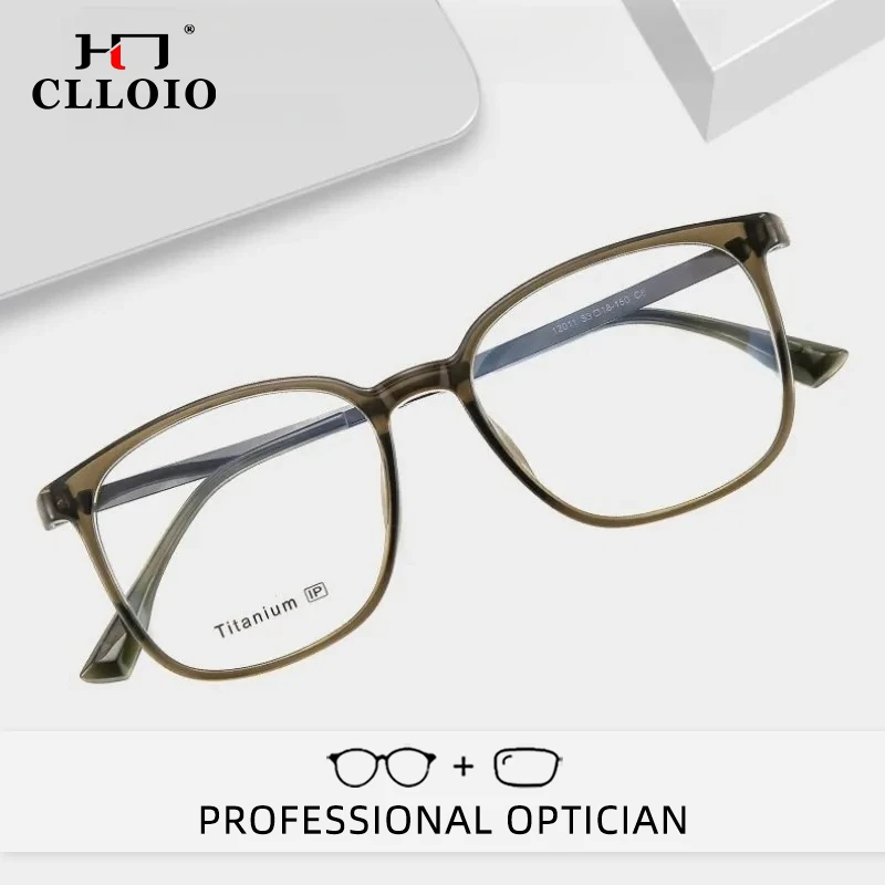 

CLLOIO Business Fashion Ultralight Versatile Reading Glasses TR90 Frame Titanium Temple Durable Anti Blue Light Myopia Glasses
