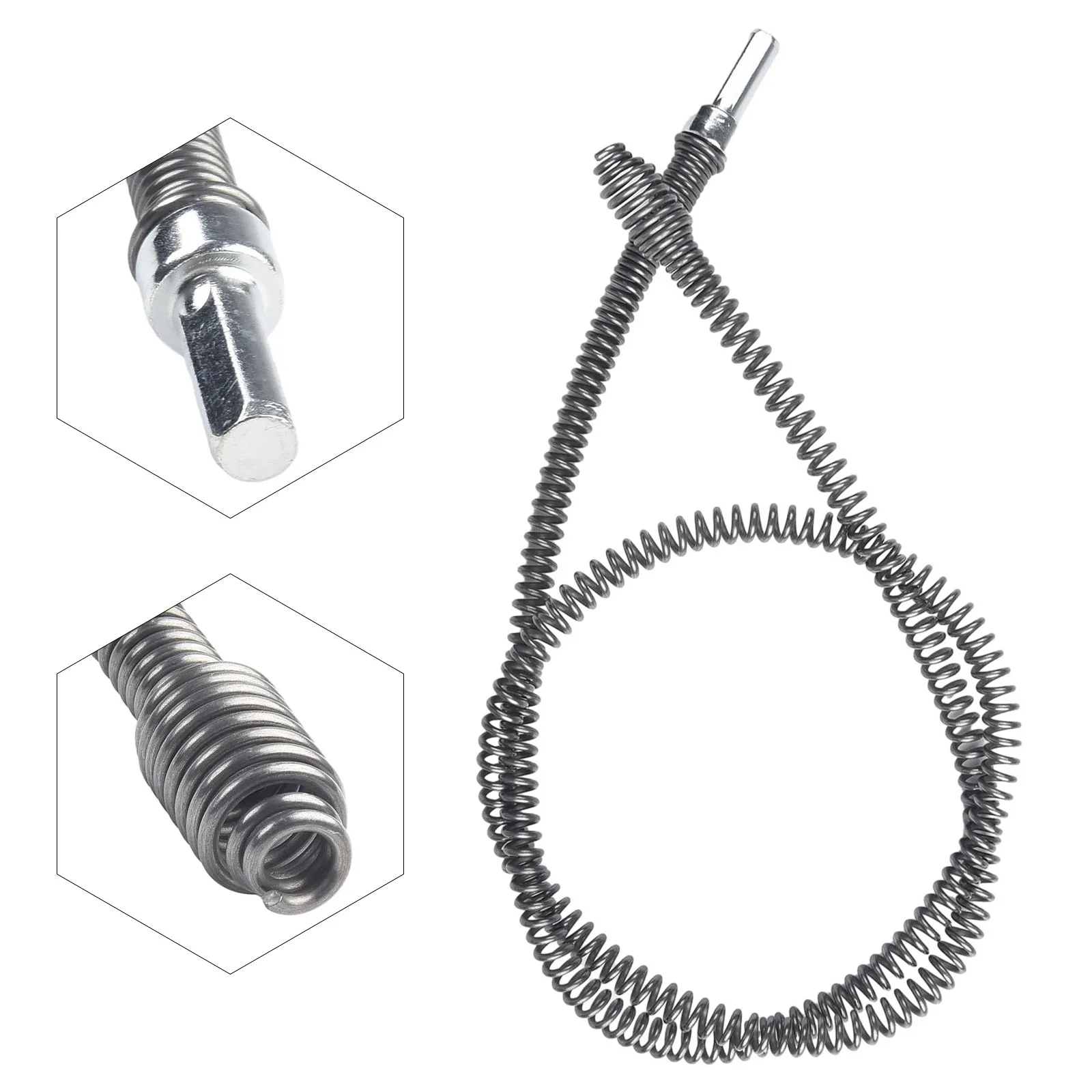 1/5 uds/1 Juego de dispositivo de dragado de tuberías, varilla de conexión, resorte de dragado, conector de taladro eléctrico de limpieza de dragado de tuberías de taladro eléctrico