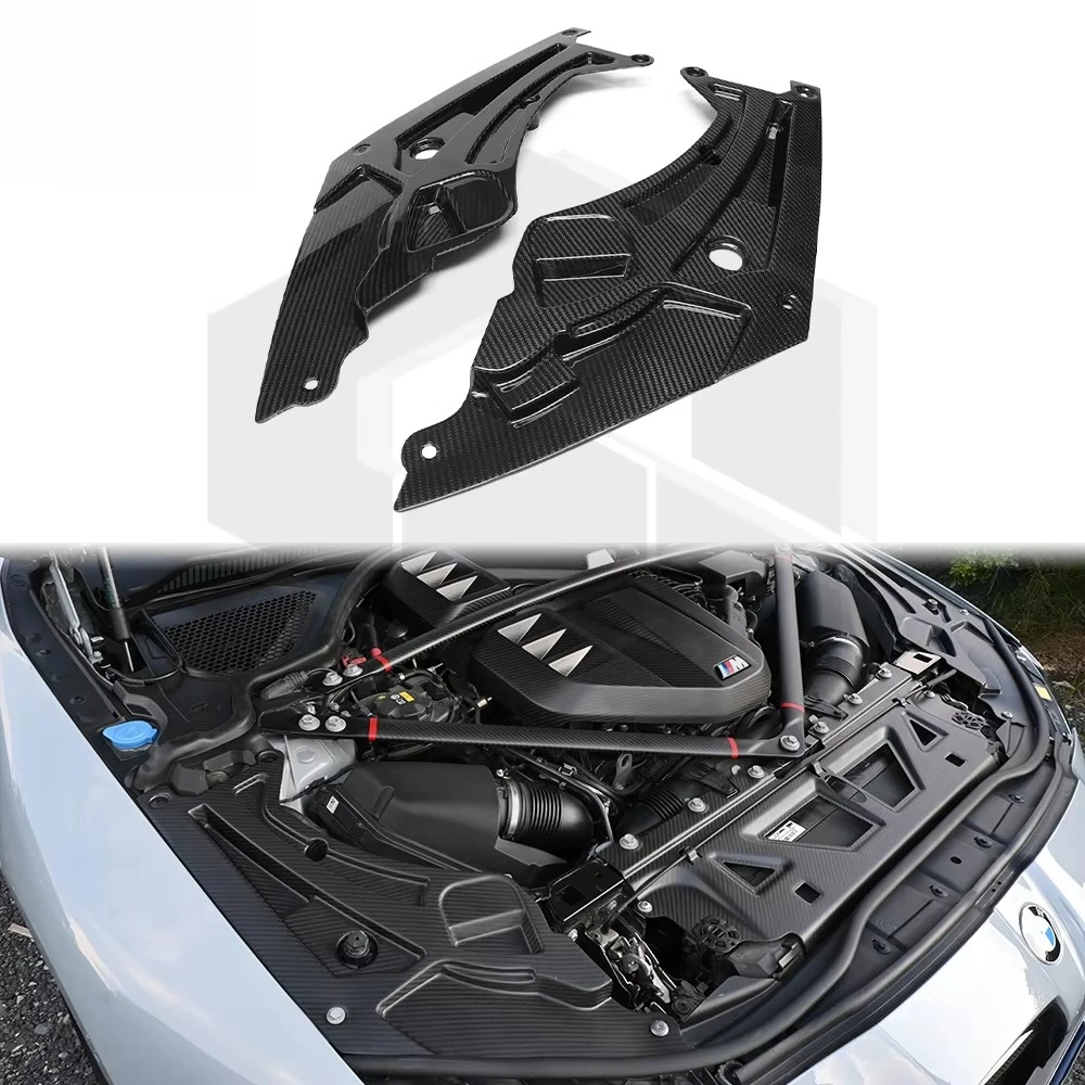 

Для BMW M3 G8X G80 G81 M4 G82 G83 M2 G87: Новые верхние декоративные накладки на передний отсек двигателя и крышки фар из сухого карбона, с крепежными клипсами