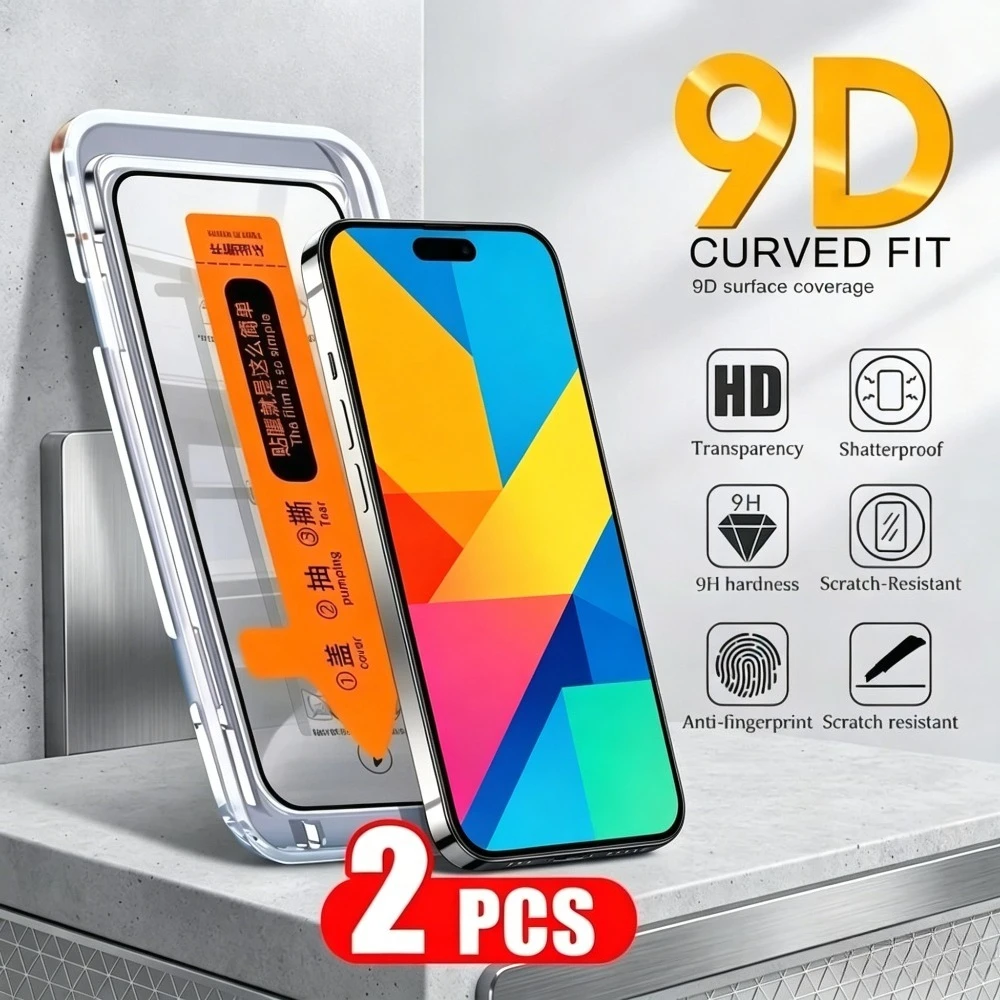 

2Pcs Ultra Clear Screen Protector for iPhone 17 16 15 Pro Max Air 17e 16e 13 12 11 Pro 15 14 Plus Dust Free Installation Glass