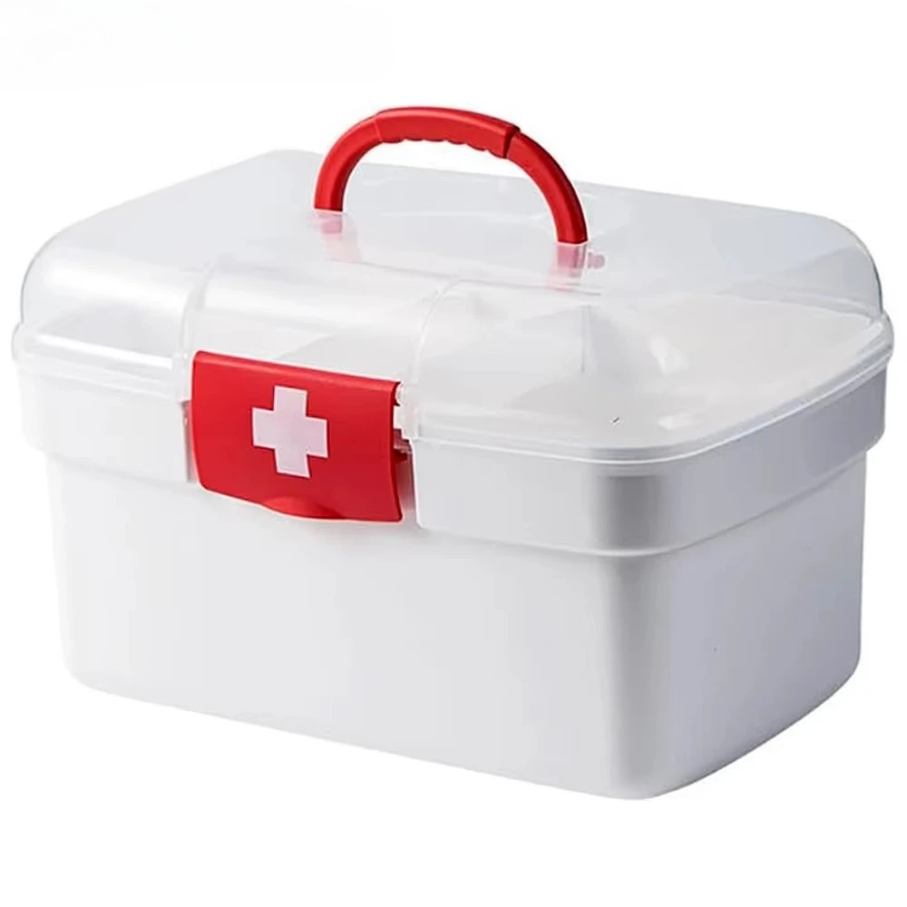 1PCS Extra Large Capacity Medicine Storage Box with Handle & Removable Tray, Portable First Aid Kit Organizer for Home Medical