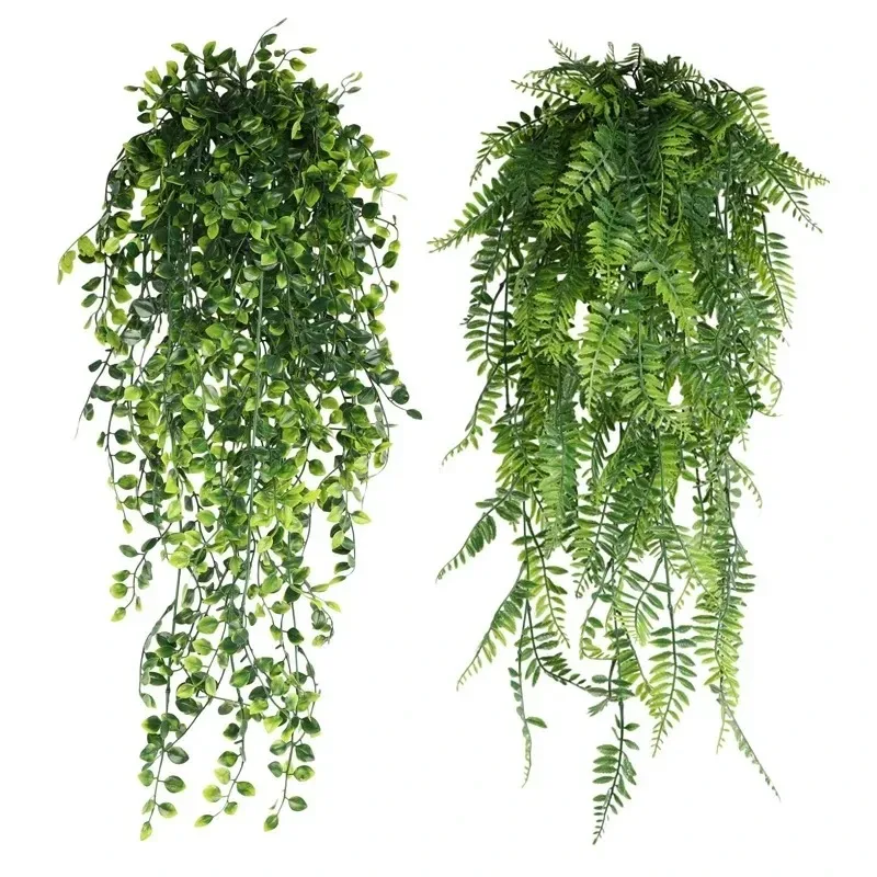 80cm Persischer Farn Blätter Ranken Heim Raumdekoration Hängende Künstliche Pflanze Plastikblätter Gras Hochzeit Party Wand Balkon Dekoration – Detail 2