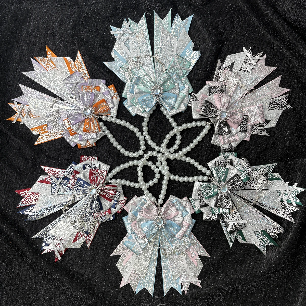 Carat Bong Cheerful Fan Bow Light Stick Ita Bag Charm Lolita Bag Decorations Hand Made Ribbon Anime Cosplay Crafts