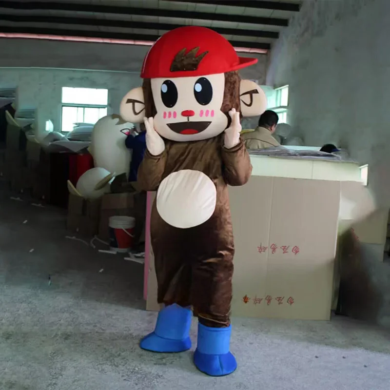 Disfraz de Mascota de mono marrón lindo, cara sonriente cómica, disfraces de Cosplay, fiesta, celebración, actuación