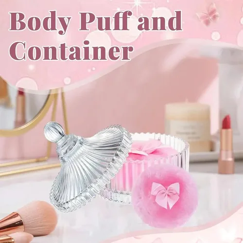 Imagen 2 del producto Esponja y contenedor de polvo corporal para mujer, tarro para polvo con soplo de maquillaje, esponja cosmética suave (2 esponjas de polvo + 1 caja de almacenamiento)