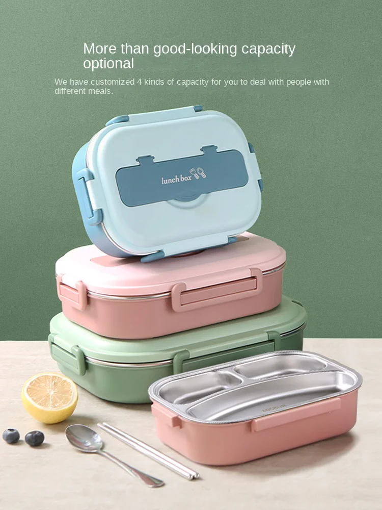 304 Stainless Steel Insulated Lunch Box Only for Pupils Separated Food Grade Children Compartment Bento Lunch Box Office Worker