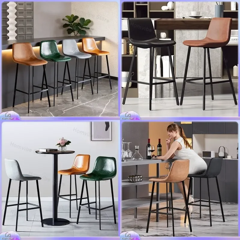 Modern Italian Bar Stool High Backrest Counter Chair Light Luxury Home Furniture Front Desk Seating Simple Design Tall Stools