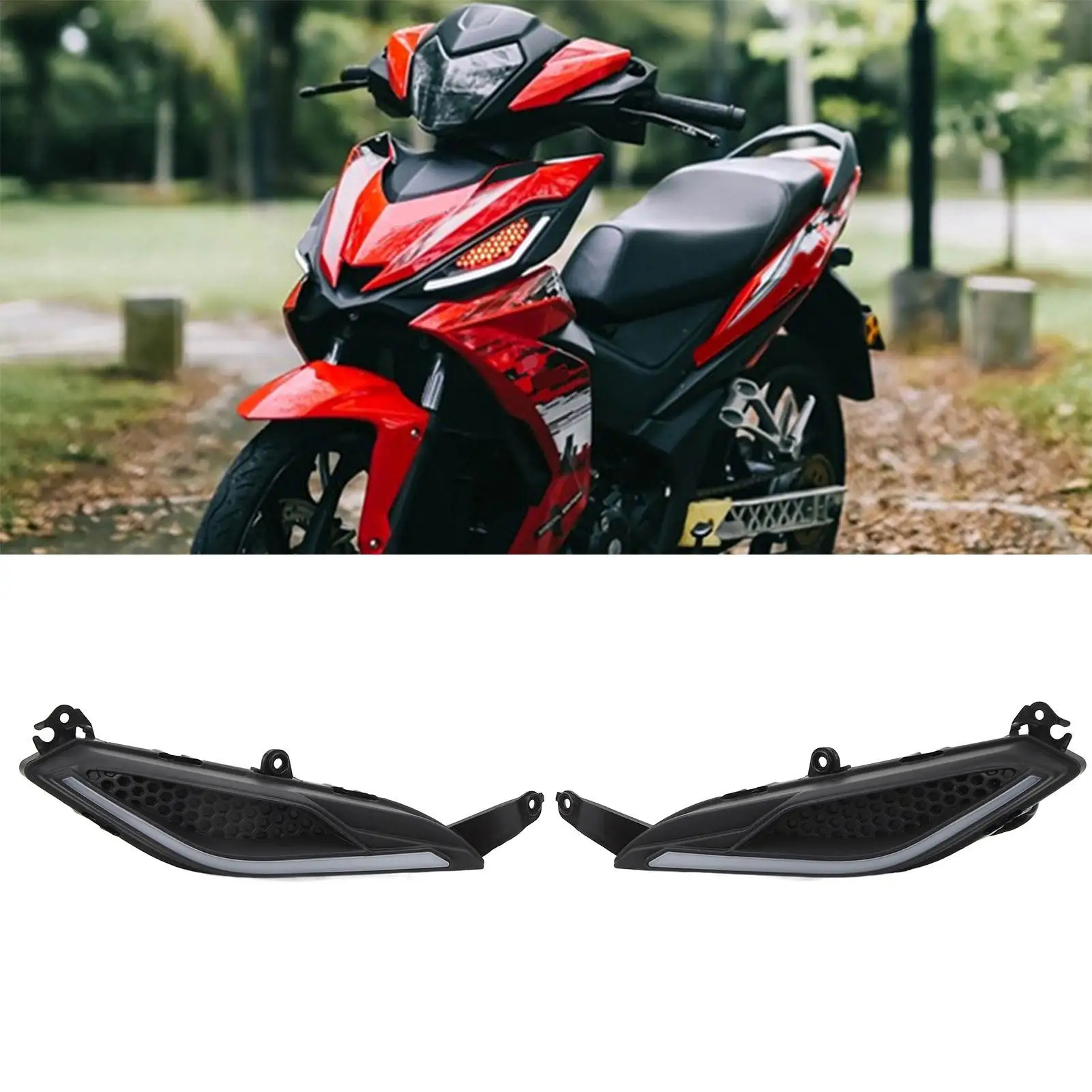 Bright Front LED Indicator Lights for Motorcycle for lc135 V2-V6 | Daytime Running Light with Clear Turn Signal