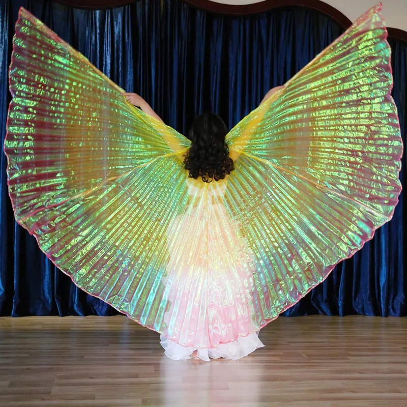 Asas coloridas para dança do ventre infantil, asas tricolor, asas coloridas para dança do ventre, adereços para palco de dança do ventre, asas sem divisão