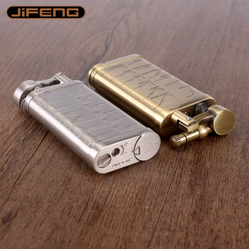 JIFENG Original Vintage Gas Butane Lighter Metal Multi-Functional Grinding Wheel Tobacco Pipe Tamper Cigarette Cigar Smoke Gift