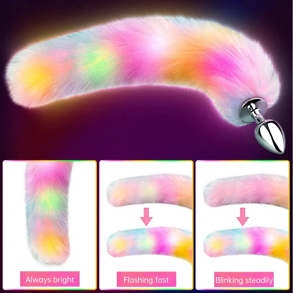 Anal Plug with Tail Women Sex Toys Sexy Glowing Fox Tail Anal Toy for Adult Couples Cosplay Tail Furry Butt Plug Stimulation Toy