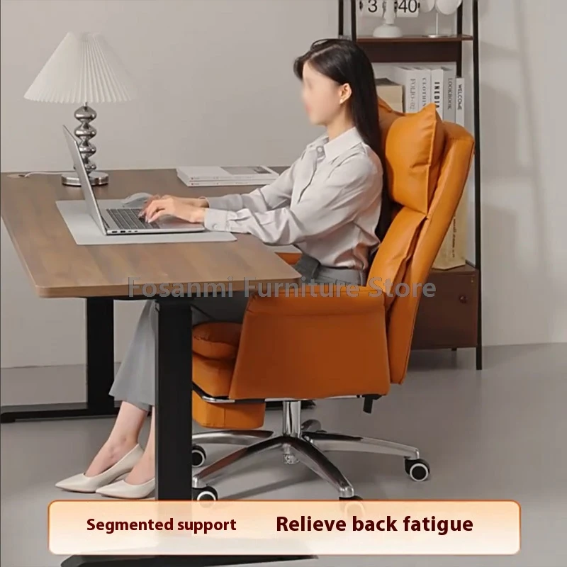 편안한 하이백 가죽 임원용 사무실 의자, 발받침대가 있는 부드럽고 조절 가능한 리클라이닝 의자, 인체공학적 홈 게임용 회전 의자