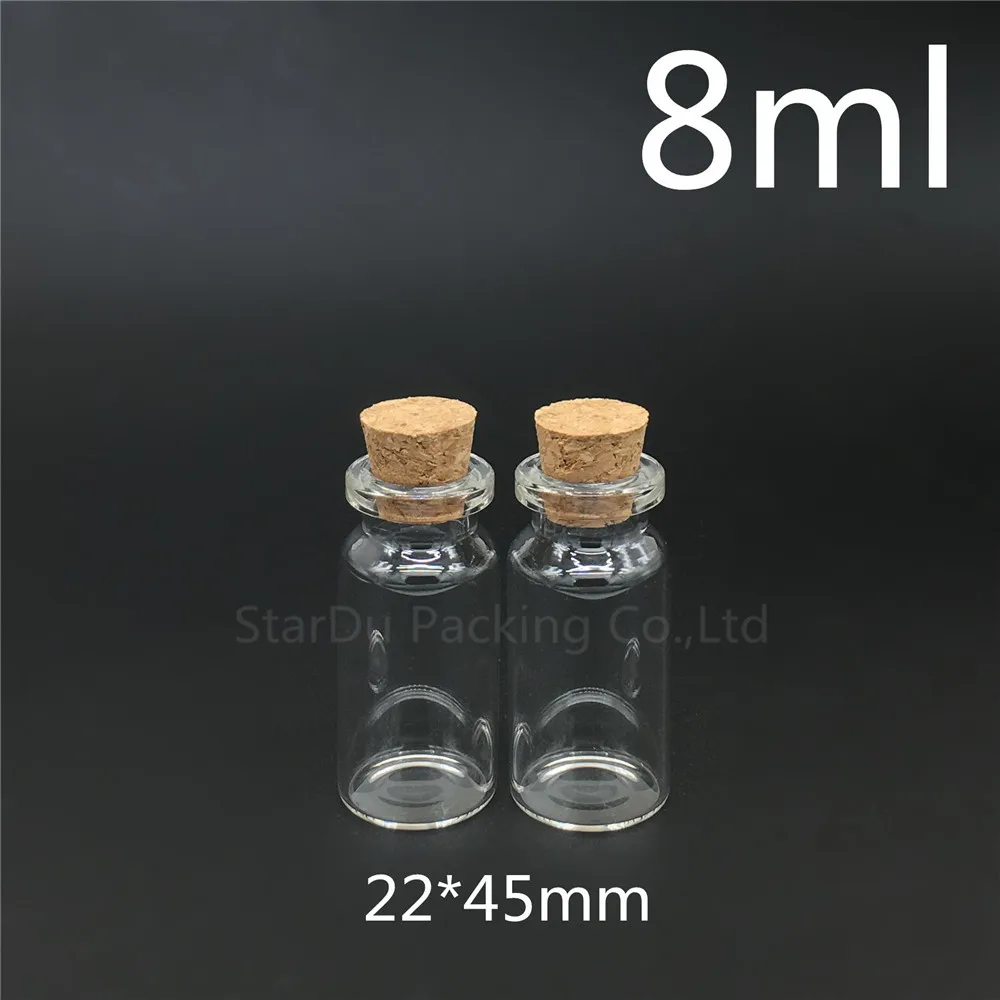 1000pcs 8ml Small Cute Mini Cork Stopper Glass Bottles Vials Jars Containers 8cc Small Wishing Bottle With Cork