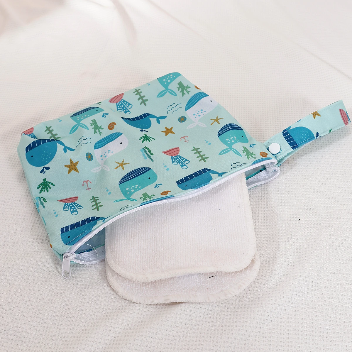 Elinfant 1 قطعة حقيبة تخزين جيب واحد، مع مقبض وسحاب حقيبة جافة رطبة، حقيبة حفاضات، حقيبة غسيل الحفاض