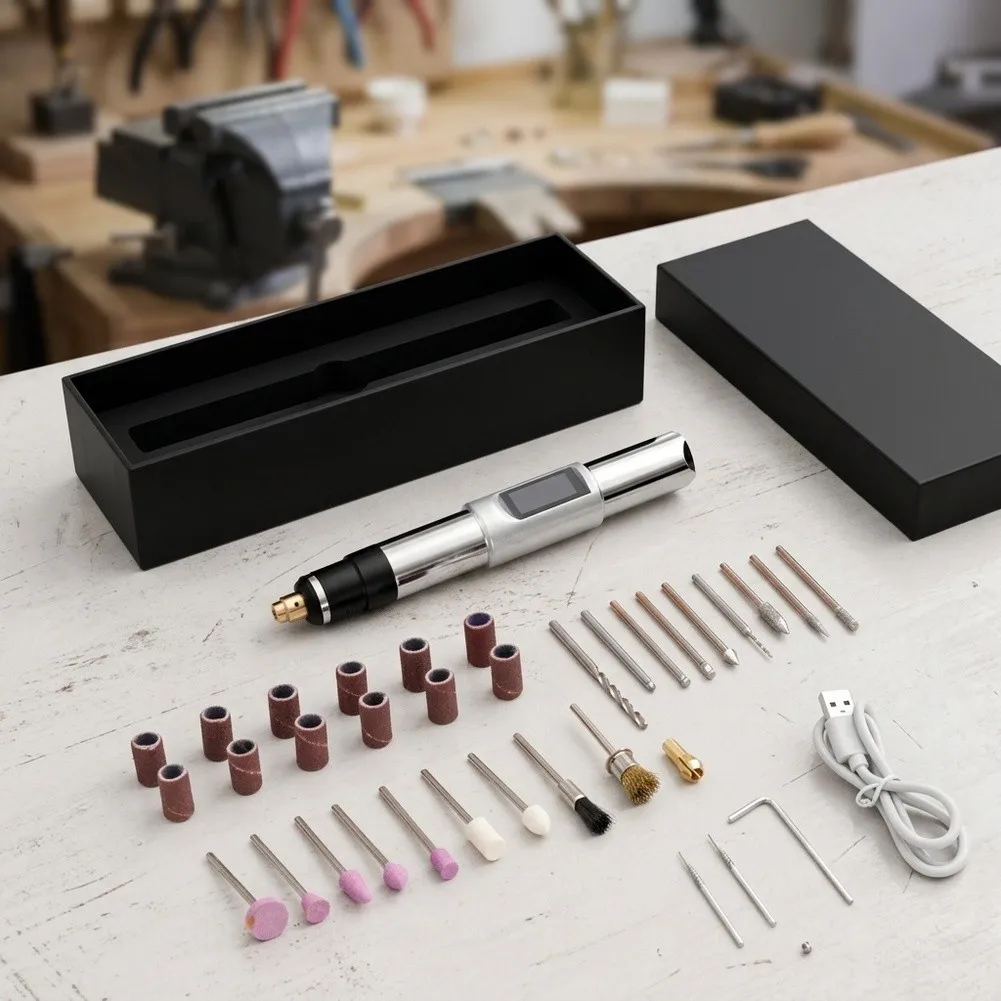 Portable Engraver Set Electric Grinding Pen For Intricate Design Work 5000-25000 RPM Range 2.35mm Head Diameter