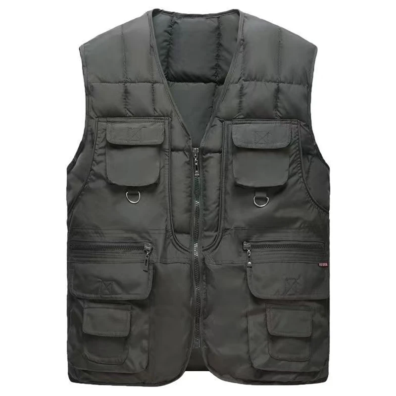 10 tasche uomo Winter Safari Down Cotton Vest US Outdoor Tactical antivento Warm Big Winter escursionismo pesca sci Cargo Fleece Vest