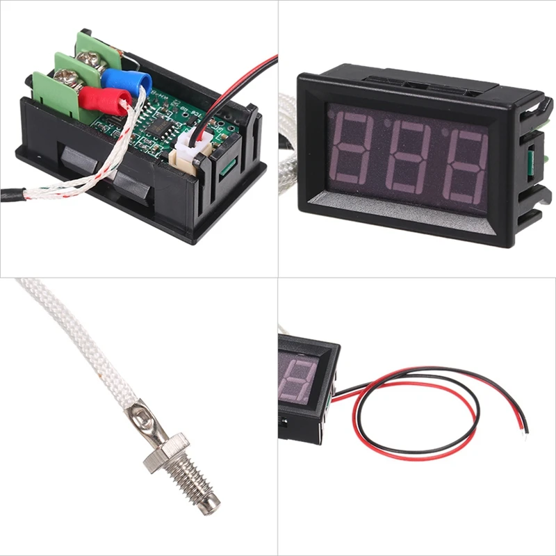Промышленный высокотемпературный термопарный термометр K-типа M6 DC12V -30-800 ℃   Цифровой измеритель температуры, прочный красный