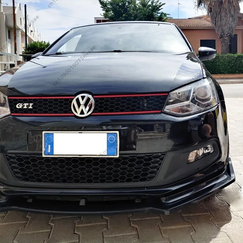 For VW Polo MK5 6R GTI 2010-2014 Car Front Bumper Lip Chin Spoiler Splitter Lip Guard Protector Gloss Black Front Splitter