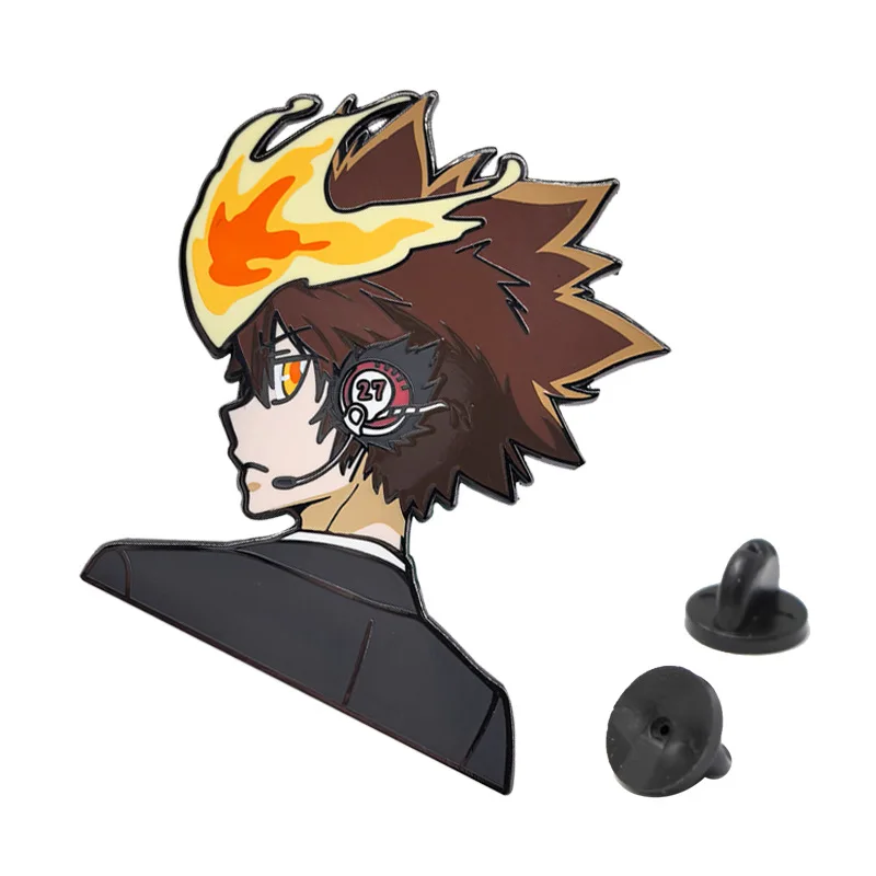Katekyo Hitman Reborn 애니메이션 금속 브로치 일본 열혈 만화 Sawada Tsunayoshi 배낭 배지 핀