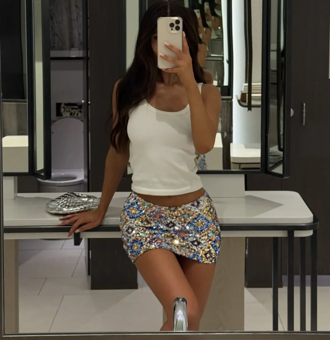 Y2K Women Sparkly Sequin Mini Skirt Side Tie-up Low Waist Pencil Skirt Glitter Festival Rave Short Skirts Party Clubwear