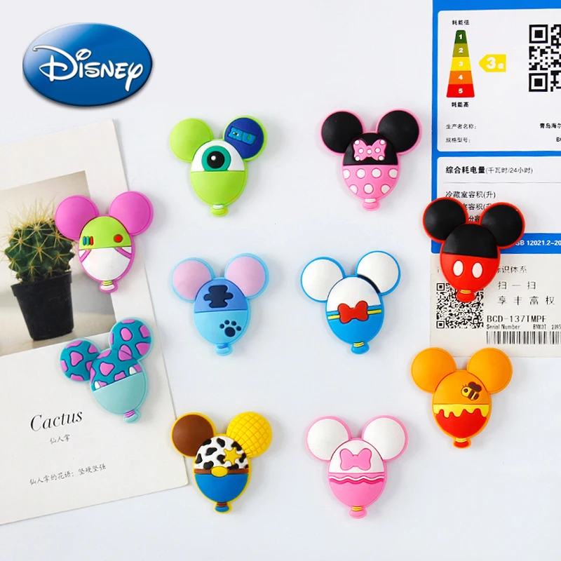 Disney Fridge Magnet Stitch Mickey Balloon Anime Figure Refrigerator Magnetic Message Sticker PVC Soft Glue Kitchen Accessories