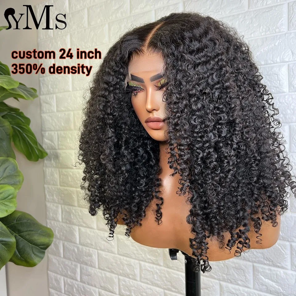 Elite 4A Kinks Curly 13x6 Lace Front Human Hair Wigs For Women YMS Twist Virgin Burmese Kinky Curly Frontal Closure Wig Prepluck