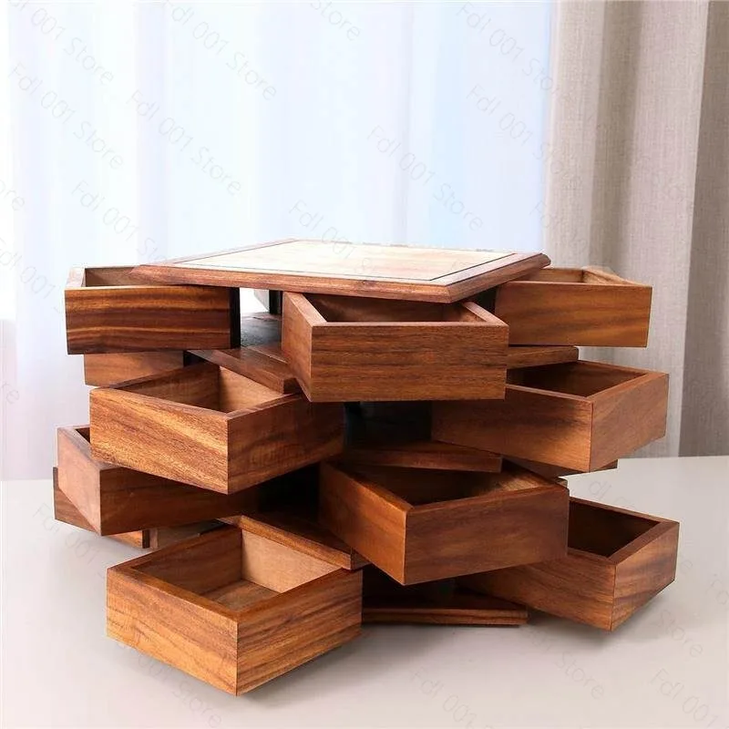South American walnut Luban rotating mechanism box storage tea set jewelry bracelet Wenwan walnut storage Wenwan bracelet